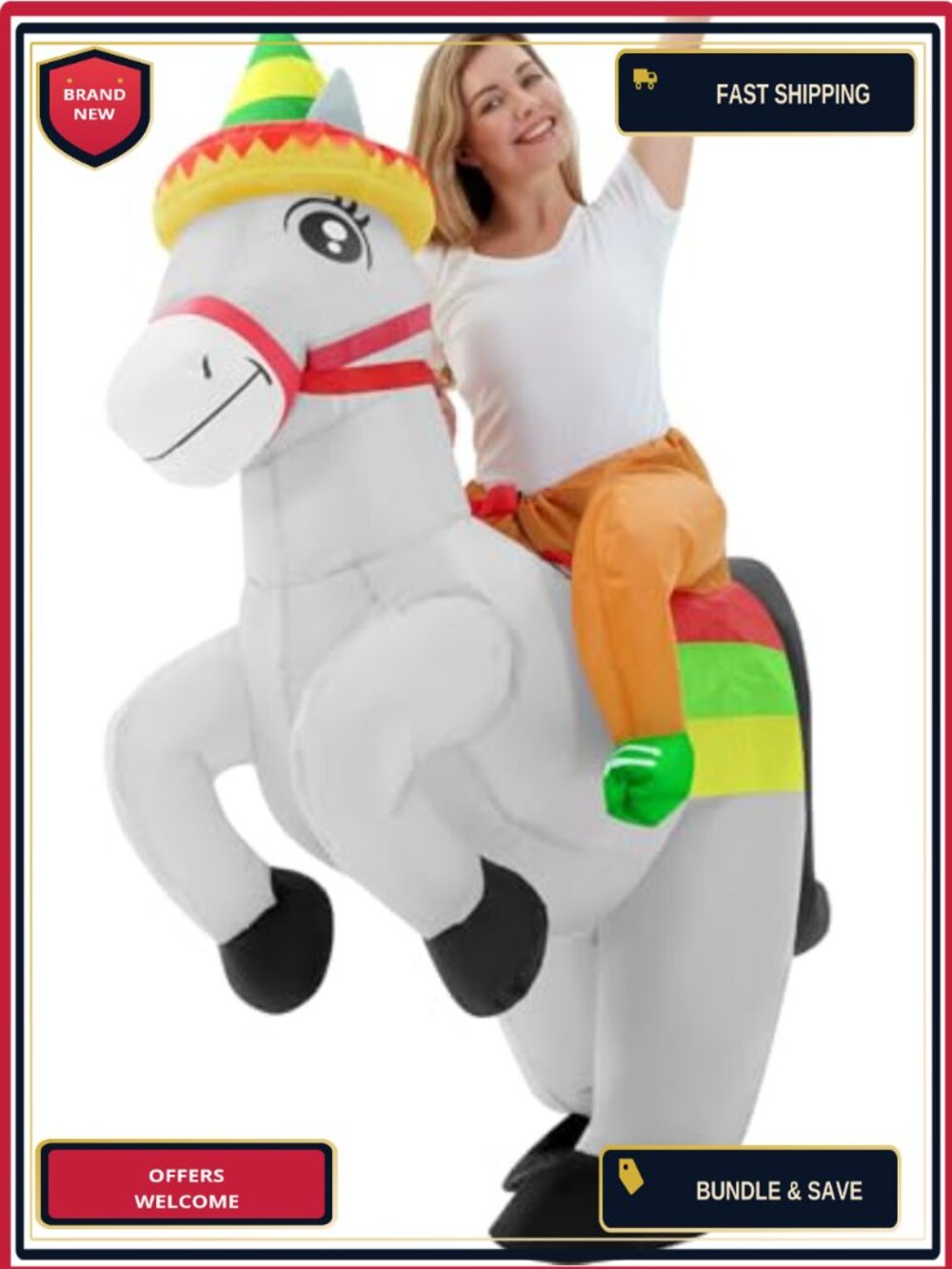 Inflatable Ride On Donkey Costume Adult Halloween Fiesta Party